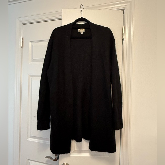 Black Acne Raya long open-front mohair cardigan - Picture 3 of 5